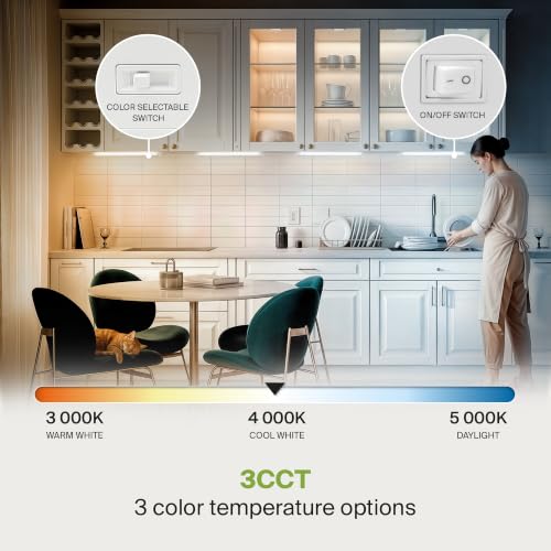 ASD LED Under Cabinet Lighting, 24 inch 12W 822 LM, Dimmable Hardwired Under Cabinet Lights for Kitchen, 3000K Soft/4000K Cool/5000K Daylight, Under Counter Light Fixtures, ETL, White, Bullnose Design - color: 24 Inch White, size: 1 Pack