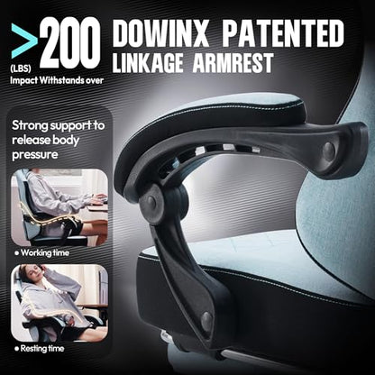 Dowinx Gaming Chair Fabric with Pocket Spring Cushion, High Back Ergonomic Computer Chair with Footrest for Adults, Massage Lumbar Support Swivel Game Chair for Office Gaming 300LBS, Cyan - color: Cyan