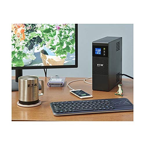 Eaton 5S700LCD UPS Battery Backup & Surge Protector, 700VA / 420W, AVR, LCD Display, Line Interactive - size: 700VA, style: 5S LCD