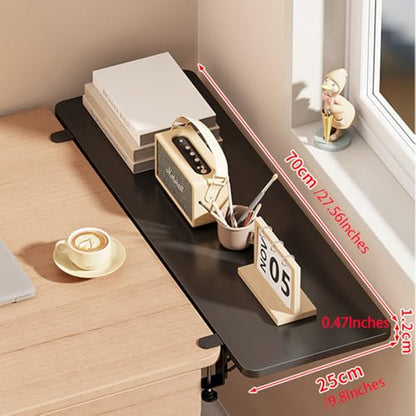 Desk Extender Tray, Punch-Free Clamp on 90° Foldable Keyboard Drawer Tray, Table Mount Armrest Shelf, Computer Elbow Arm Support (Black, 27.6"*9.8"*0.5"/70cm*25cm*1.2cm) - color: Black, size: 27.6"*9.8"*0.5"/70cm*25cm*1.2cm