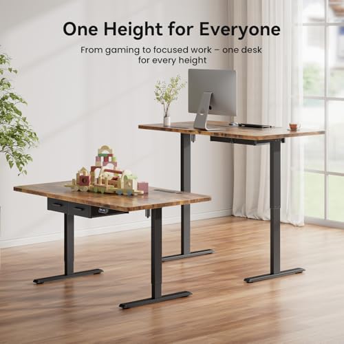 HLDIRECT 79" Electric Standing Desk with Outlets & 2 Drawers, Rustic Brown | 31.5" Extra Wide Desktop Up to 176lb, 28"–46" Height Range & 3 Memory Presets, Integrated Cable Management, Quick Assembly - color: Rustic Brown, size: 79 inch