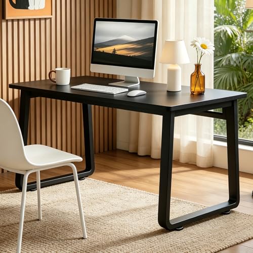 Small Office Computer Desk, Simple Style Writing Desk Waterproof and Scratch-Resistant,Sturdy Study Writing Desk with Wooden Tabletop and Metal Frame for Bedroom, Study Room, Living Room - color: Black, size: 39.4*19.5
