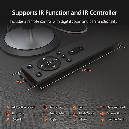 j5create 360 All Around AI-Powered Conference Room Camera with Speakerphone, Smart-Tracking, Auto-Framing, Include a Remote Control (JVU368) | Speakerphone, Smart-Tracking, Auto-Framing, Include a Remote Control (JVU368)