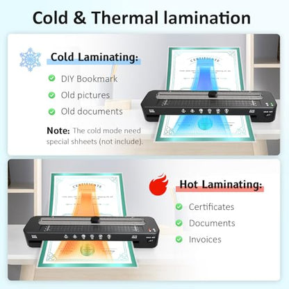 13 Inch Laminator Machine - 11x17 Laminator with 100 Sheets, Cold & Thermal, Built-in Paper Cutter & Corner Rounder, A3 Laminating Machine for Classroom & Home Office