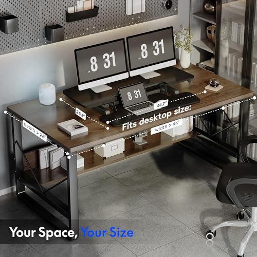 FLEXISPOT Standing Desk Converter 42", Extra Large Ergonomic Height Adjustable Sit Stand Desk Riser, Spacious Computer Workstation with Wide Keyboard Tray, Black - color: Black, size: 42"