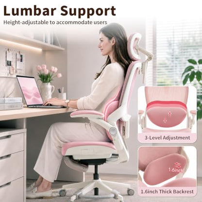 MUSSO E80 Muse Petite Ergonomic Office Chair for Women & Small Frames Pink - color: Pink