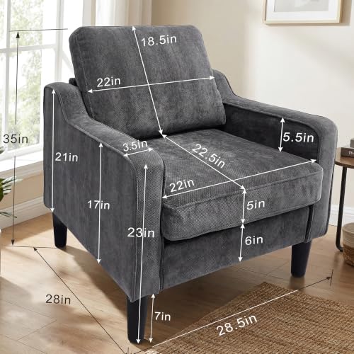Dark Grey Accent Chairs Set of 2, Comfy Arm Chairs for Living Room, Office | STHOUYN Club Chair, Reading Chairs for Bedroom, Waiting Area Seating, Small Space Office Chairs, Supportive Wide Seat - color: Dark Gray