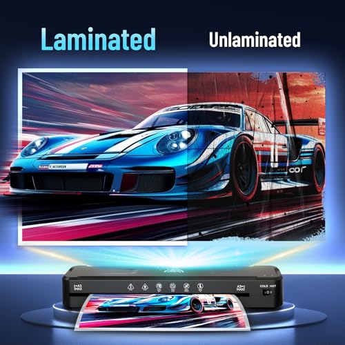 13 Inch Laminator Machine with 50 Laminating Sheets, Cold & Thermal | Built-in Paper Cutter & Corner Rounder, Fast Warm-Up No Jam A3 Laminator for Home School Office