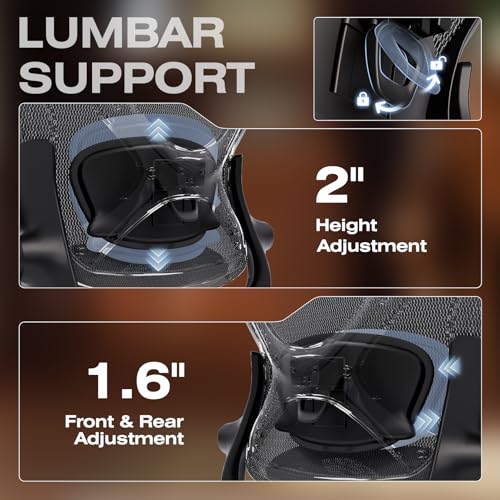 ELABEST X100 Ergonomic Mesh Office Chair with Footrest, Big and Tall Home Desk Chair with 5D Flip-Up Arms, Adjustable 3D Lumbar Support, Gaming & Executive Computer Chair (Library Oak) - color: Library Oak