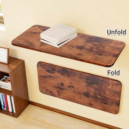 Neoaider Wall Mounted Folding Desk 35.4” x 15.7”, Brown - color: Brown, size: 35.4" x 15.7"