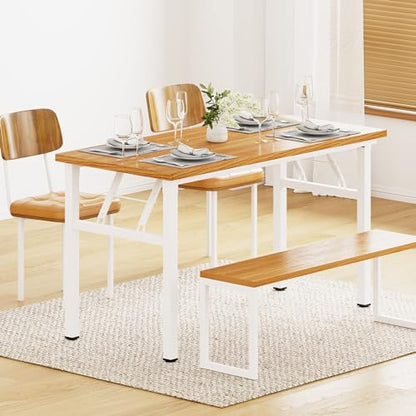 DlandHome 47 Inch Folding Computer Desk, Fully Assembled, Teak White - color: Teak + White, size: 47 Inches
