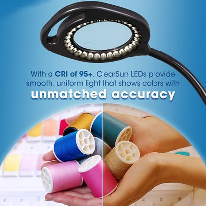 OttLite 2-in-1 ClearSun LED Magnifier Floor and Table Lamp, Black - color: Black - ClearSun