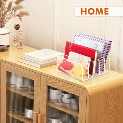 BEYGORM Acrylic Mail Holder, 5 Compartments Multifunction Desk Organizer - size: Medium-2pack