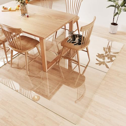 Tempered Glass Chair Mat for Carpet 72"x48", Floor Protector | Ultra Clear Office Chair Mat for Hardwood Floors & Carpets, Heavy Duty 0.2" Scratch-Resistant Surface with Non-Slip Pads - size: 72"x48"