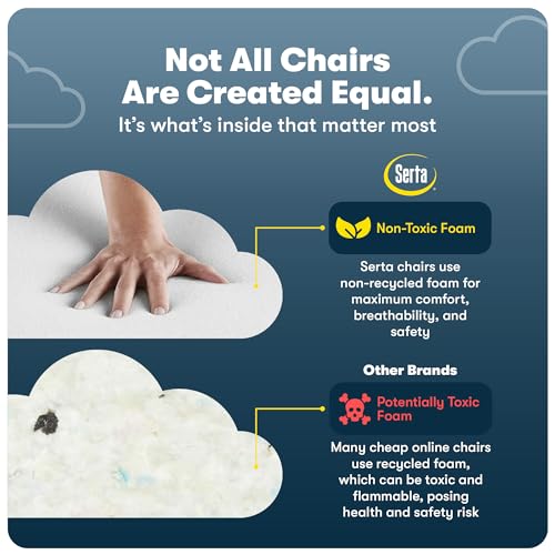 Serta Ergonomic Executive Office Chair with Lumbar Support, Leather Chair | Garret, Back Pain Relief, Foam Seat Cushion, Padded Arms, Adjustable Height and Tilt, Office Chair with Wheels, Space Black - color: Space Black