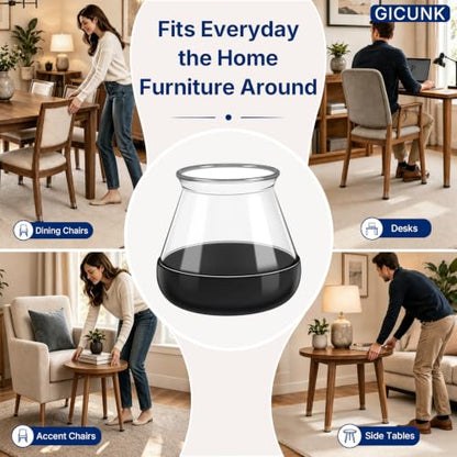 GICUNK 28 Pcs Chair Leg Floor Protectors for Carpet Round Clear - size: Round M