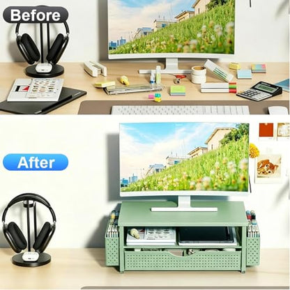 Desk Organizers and Accessories, Printer Stand with Storage, Sage Green - color: Sage Green