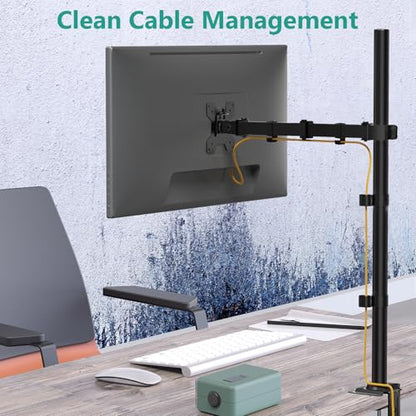 WALI Tall Monitor Arm Mount for Desk for 13-34 inch Screens, 22 lbs per Arm | Single Extra Tall Monitor Mount, Full Motion with Tilt, Swivel, Rotation, VESA Mount 75/100mm,for Office/Home (M001XL), Black - size: 13"-34", style: Single