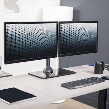 VIVO Freestanding Dual Monitor Stand with Sleek Glass Base and Adjustable Arms, Mounts 2 Screens up to 32 inch and 22 lbs Each, Black, STAND-V002FG - color: Black, size: 13" to 32" Screens