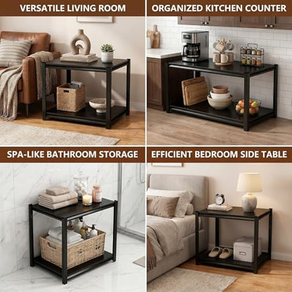 Heavy Duty 2 Tier Metal Book Shelf Adjustable Bookcase | 1200 LBS Bolt-free Storage Shelves with Deep Bookshelf for living Room, Office and Garage Storage, 15.7"W x 15.7"D x 22.0"H - size: 2 Tier-15.7"W x 15.7"D x 22.0"H