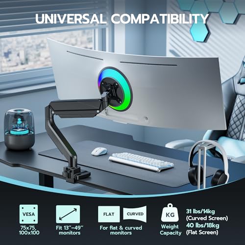 Heavy Duty Single Monitor Mount for 13"-49" Curved Screens, Black - color: Black, style: without USB
