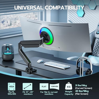 Heavy Duty Single Monitor Mount for 13"-49" Curved Screens, Black - color: Black, style: without USB
