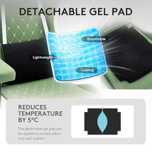 Gaming Chair,Computer Office Chair with Footrest,Massage,Green | Breathable Fabric,Gel Pad,Ergonomic,Spring Cushion,High Back,2D Adjustable Arms,Reclining,Lumbar Support,Headrest,Gamer Chair - color: Green