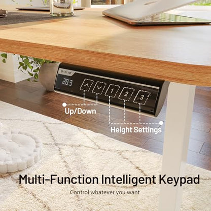 Monomi Electric Standing Desk 55”x24”, Height Adjustable Desk with Wheels - color: Natural, size: 55
