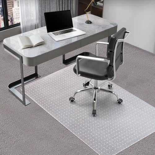 Vicwe Office Chair Mat for Carpeted Floors, 55"X36" Chair Mats with Studs | Carpet Protector Floor Mats for Low and No Pile Carpet, Easy Glide Computer Desk Chair Mat for Home & Offices, Clear - color: Clear, size: 55" x 36" (for low-pile carpet)