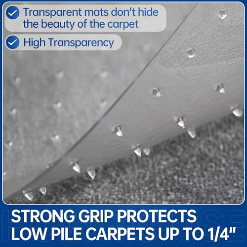 Office Chair Mat for Carpet, 45” x 53” Computer Chair Mat for Carpeted Floors, Smooth Glide Under Desk Carpeted Floor Protector, Carpet Mat for Home Office (with Lip) - color: Flat-pile Carpets, size: 45'' x 53'' with Lip