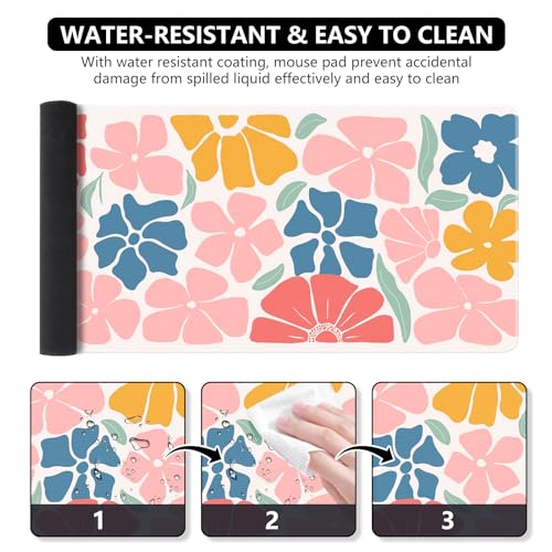 iCasso Desk Mat, Desk Matt for Desktop, Cute Desk Pad Mat, Colorful Flower - color: Colorful Flower