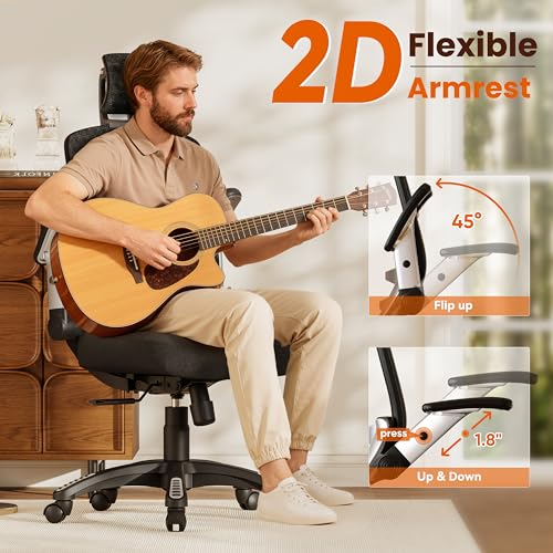 GABRYLLY Ergonomic Office Chair, High Back Home Desk Chair with Flip-Up Arms, 3D Headrest, Thick Sponge Seat &90-120° Recline, Big and Tall Mesh Executive Chairs for Man Woman, Midnight-Cloud - color: Midnight Cloud