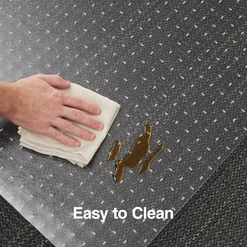 Staples Office Chair Mat, Clear, 35.5x47.5 Inch, Flat-Pile Carpet, with Lip | Extended under-desk coverage for smooth chair glide on carpeted office floors. - size: 35.5" x 47.5", style: Flat-Pile