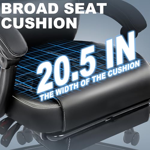 Misolant Big and Tall Office Chair with Footrest, High Back Desk Chair with Linkage Armrest, 90-155° Recline Executive Computer Chairs with Adjustable Height for Home - color: Black