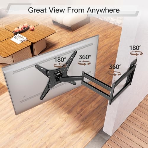 ELIVED Outdoor Long Arm TV Mount for 26-65" TVs, Max VESA 400x400, 77 lbs. | 37.4in long extension, weatherproof full motion bracket, swivel & tilt for patio outdoor televisions - size: Outdoor Arm: 37.4"