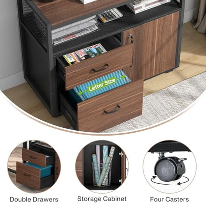 Tribesigns Office Desk with Drawers Sets, 63 inches L Shaped Computer Desk with Mobile File Cabinet,Big Executive Desk for Home Office Furniture Sets (Dark Brown, 63-inch) - color: Dark Brown