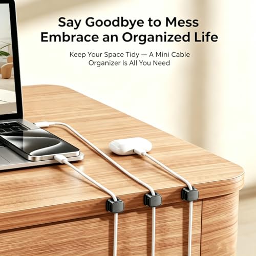8-Pack Magnetic Cable Clips [Cable Smooth Adjustable] Cord Clips, Under Desk Cable Management, ZORKAVTOR Adhesive Cord Clip Storage Box for Home Desk Phone Car Wall Desktop Nightstand