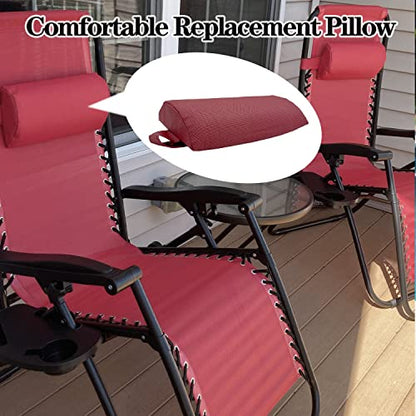 Zero Gravity Chair Set of 2 Replacement Pillow Headrest with Elastic Band, Universal Soft Removable Padded Cushion Head Pillow for Zero Gravity Lounge Chair, Folding Patio Lawn Recliner Chair, Red - color: Red, size: 2 Pack