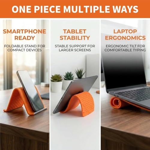 Flexible Silicone Aluminum Phone Holder Stand, Portable Foldable Silicone Phone Holder for Long Travel Accessories, Universal Adjustable Anti-Slip Desktop Mount for Phone Tablet Laptop (Black) - color: Black