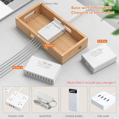 Pezin & Hulin Bamboo Charging Station with 5 Cables-Natural Bamboo - color: Dock Stand +Cables