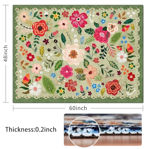 Office Chair Mat for Hardwood & Tile Floor,Boho Floral 60"x48" Office Computer Chair Mat for Rolling Chairs,Under Desk Non Slip Gaming Rug,Rubber Backing Large Low-Pile Carpet Protector Mat(Green) - color: Green, size: 60"*48"