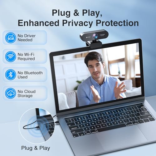 EMEET NOVA 1080P Webcam with Microphone, Auto Focus, 96°View Web Camera | Dual Mics for Laptop/Desktop, Plug & Play USB Streaming Computer Camera for Conference/Calling/Teaching/Gaming - style: NOVA 1080P w/ 2 Noise Cancel Mics