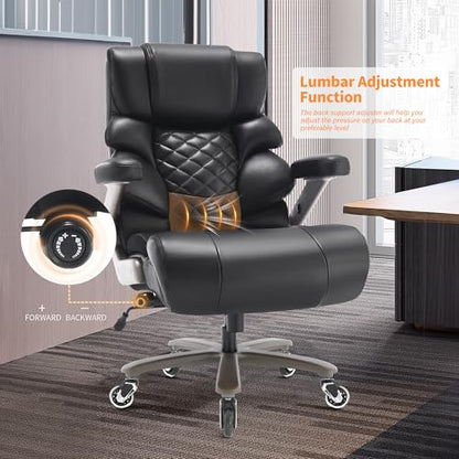VUZI 700lbs Big and Tall Office Chair, Large Executive Leather Desk Chair - color: Black