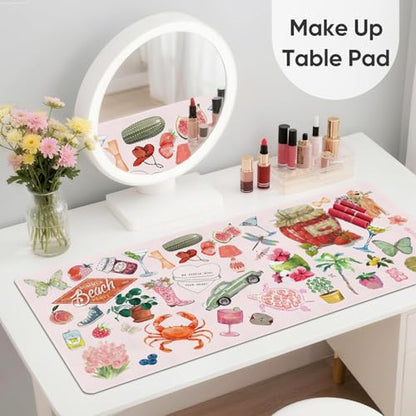 Desk Mat, Pink Leather Desk Pad Blotter Protector, XXL Large Mouse Pad,Computer Laptop Mouse Pads for Desktop,Waterproof Writing Anti-Slip Mousepad for Office and Home I Cute Funny Stickers - color: Cute Funny Stickers