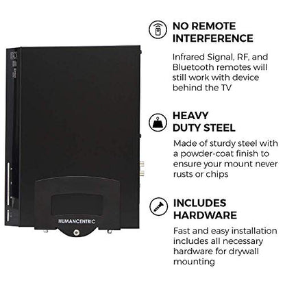 HumanCentric Cable Box & Modem Mount, Adjustable Wall Mount | Small Devices | For small & Narrow Devices, Cable Boxes, Modems, DVD Players, Streaming Media Devices, Mount Behind the TV, Hardware Included - size: Small and Narrow