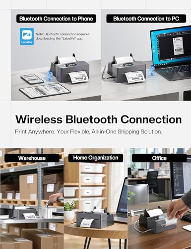 Phomemo 4x6 Shipping Label Printer with Touch Screen | Wireless bluetooth thermal label printer for small business & packages, compatible with Amazon Shopify Etsy UPS USPS - color: Grey