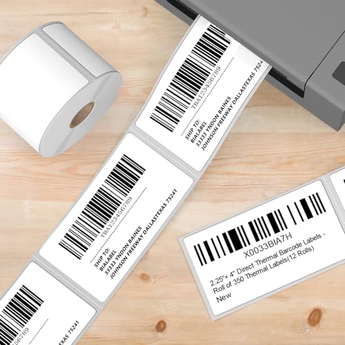 12 Rolls 2.25" X 4" Thermal Printer Labels, 350/Roll - Direct Thermal Labels Compatible with Zebra & Rollo Printers, BIAlabel - size: 2-1/4" x 4"
