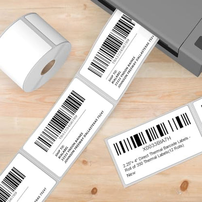 12 Rolls 2.25" X 4" Thermal Printer Labels, 350/Roll - Direct Thermal Labels Compatible with Zebra & Rollo Printers, BIAlabel - size: 2-1/4" x 4"
