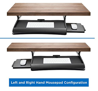 Mount-It! Keyboard Tray Under Desk with Adjustable Mouse Platform – Easy-Glide Sliding Drawer Under Desk Slide Out – Ergonomic Under Key Board Shelf for Office, Gaming, and Workstations