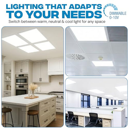 2x2 LED Light Flat Panel, 30-72W, 5 CCT 3K|3.5k|4K|5K|6.5K, Dimmable Recessed Drop Ceiling Lights, 3750/5000/6250/7500/9000 Lumen, Lay in Fixture for Commercial (2x2 FT LED - 12 Pack) - size: 2x2 FT LED - 12 PACK